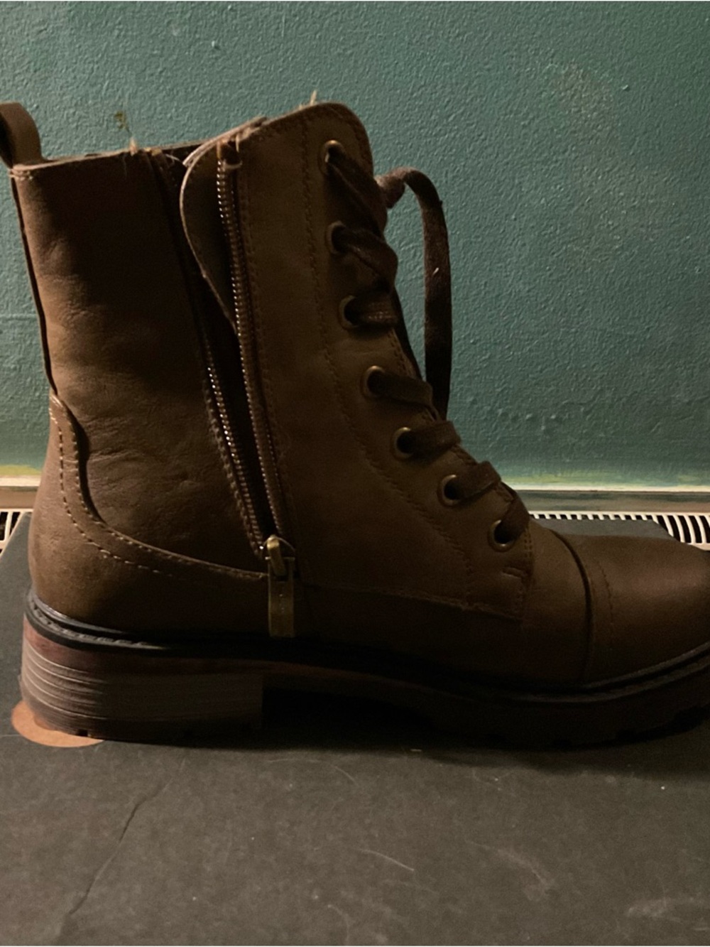 Lace-Up Combat Boots in Brown - Picture 5 of 5
